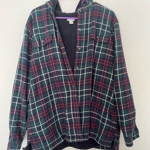 LL Bean hooded, fleece-lined flannel